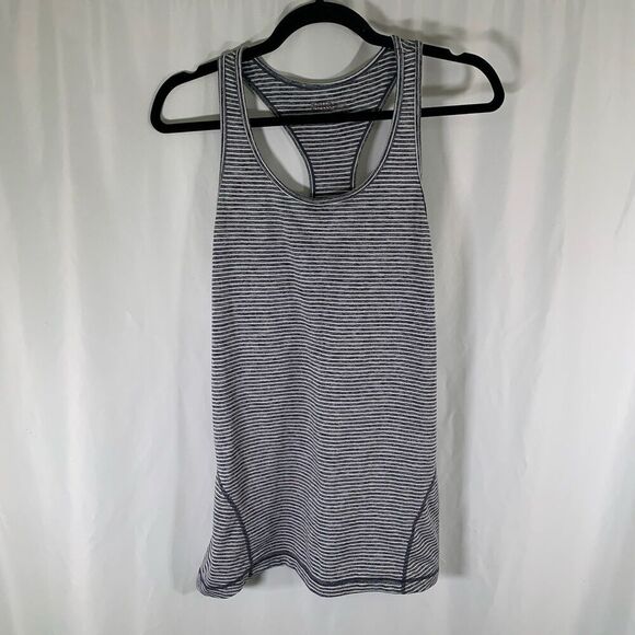 Zella Tank Top Women's Medium Grey Striped Round Neck Pullover Top - Picture 1 of 11